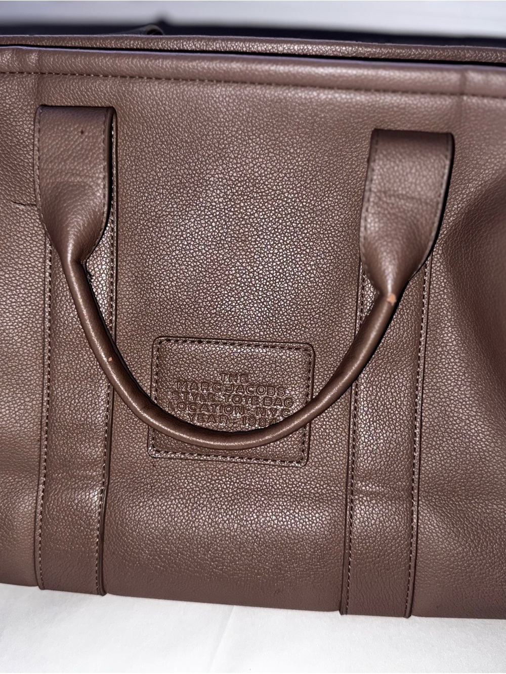 Marc Jacobs Taupe Logo Tote with Brown Strap - Picture 2 of 5